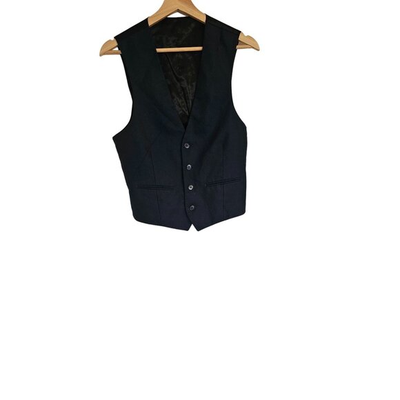 Mens suit Vest three button Size Medium Navy Blue - Picture 1 of 5